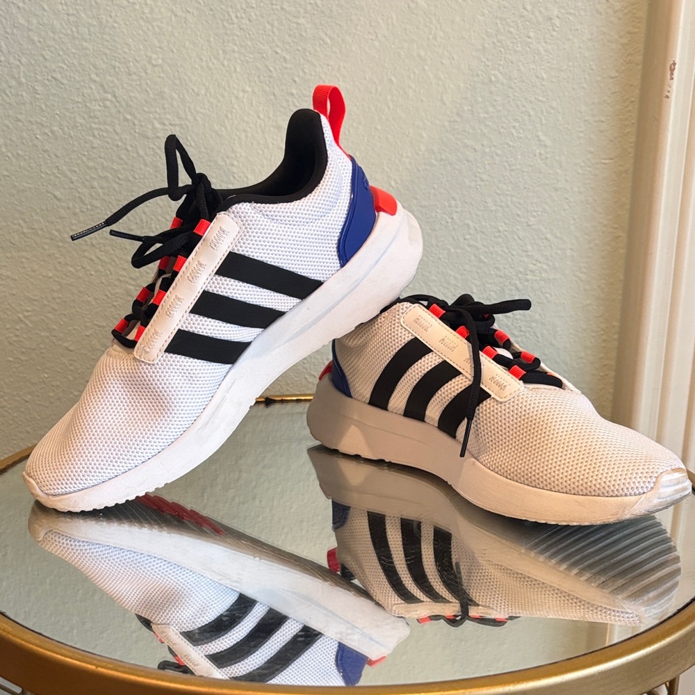 Adidas Women’s White, Black, orange, and Blue Sneakers